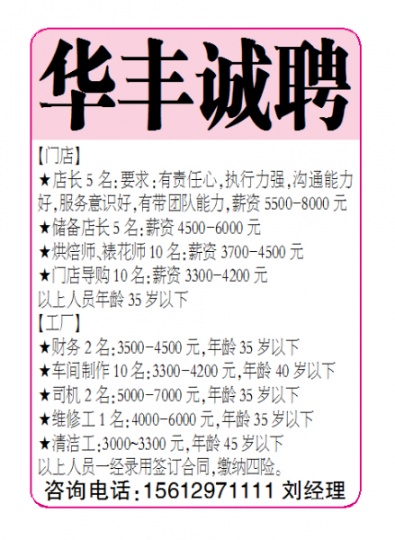 华丰诚聘