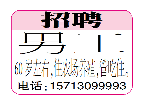 招聘男工